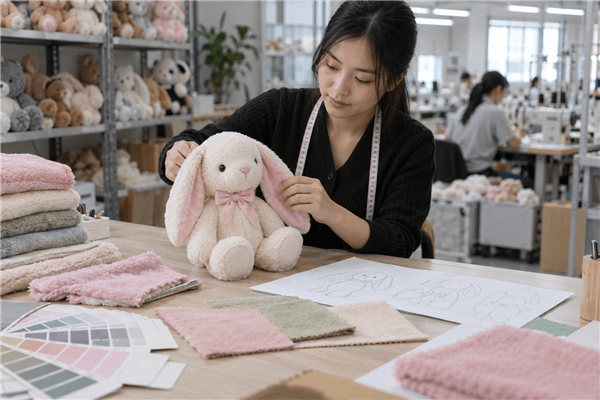 Custom plush product and factory setting for custom plush toy design brief