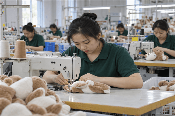 Realistic plush toy and factory setting for difference between plushies and plush toys