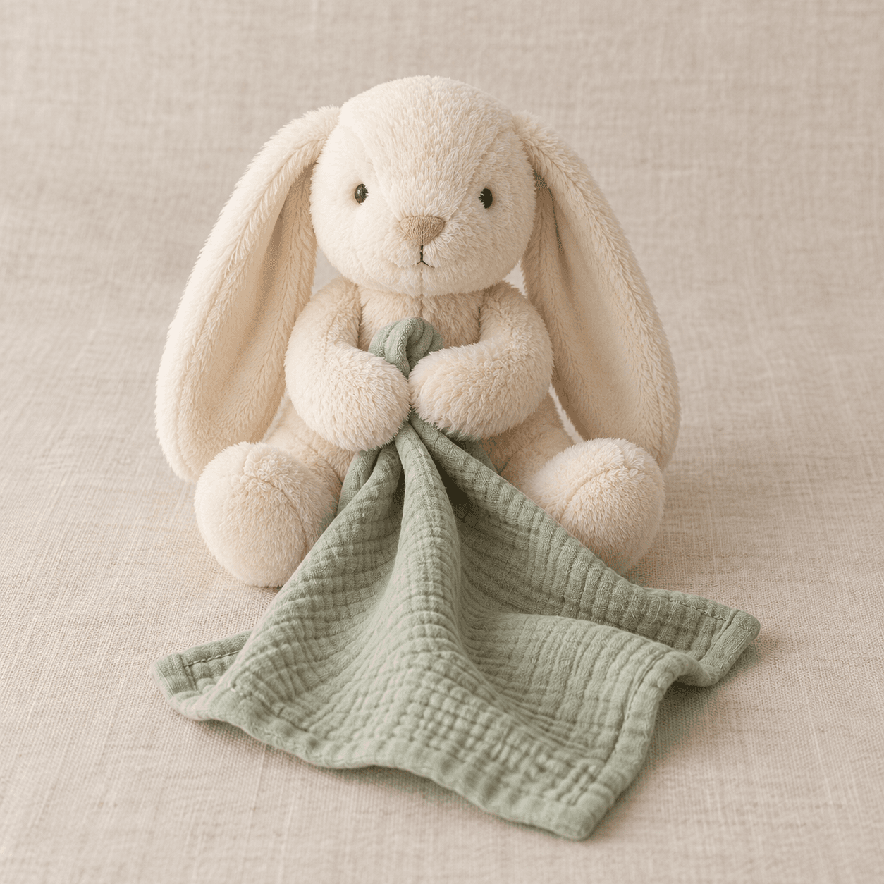 Soft comfort bunny plush toy sample for nursery collection